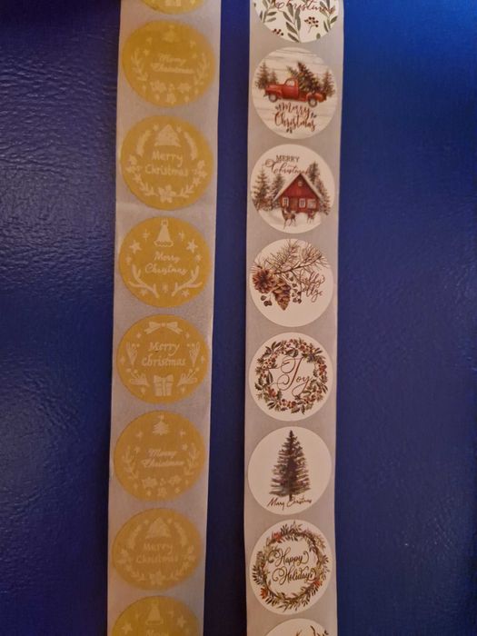 100 autocolantes de Natal redondos 2.5cm
