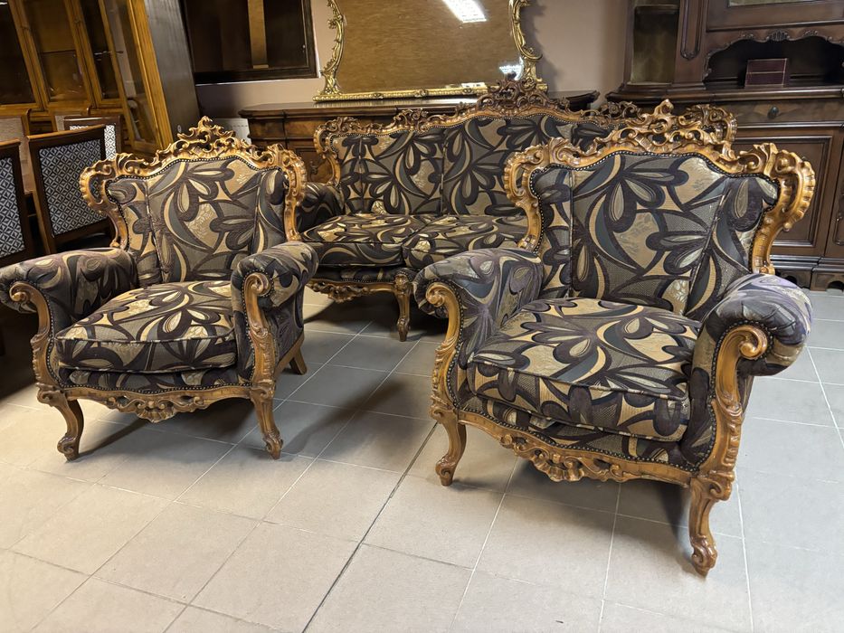 Włoski Stylowy Komplet Wypoczynkowy Sofa 2 Fotele Meble Stylowe Italy