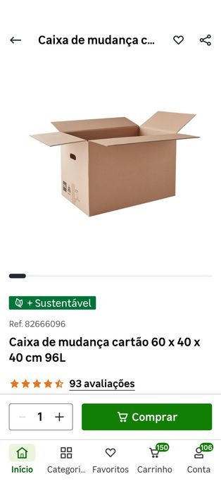 Caixa cartão para mudanças