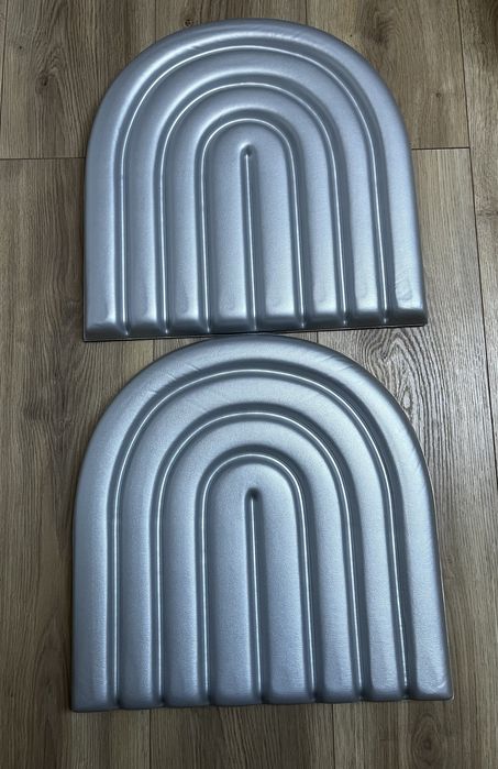 Painel acolchoado oval para parede ou cabeceira - cinzento
