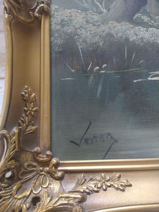 Malowany na płótnie sygnowany obraz
