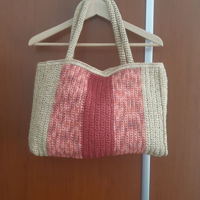 Torebka rafia szydełkowa handmade multicolor