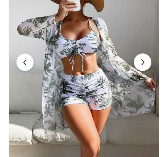 Komplet strój kąpielowy dwuczęściowy plus pareo narzutka rozmiar L