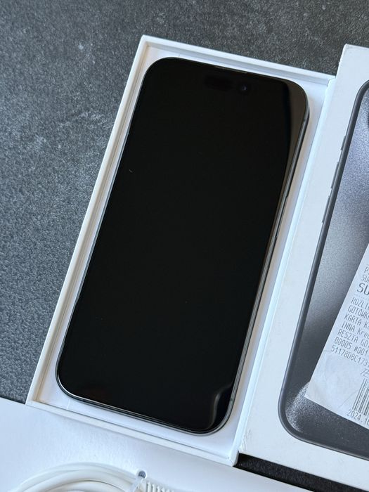 Iphone 15 pro 85% czarny tytan stan igła jak nowy 128gb okazja pełny zestaw bez blokad
