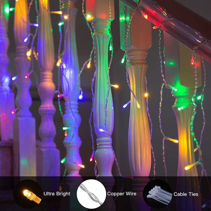 Cortina de luzes de Natal exterior (10 m), nova