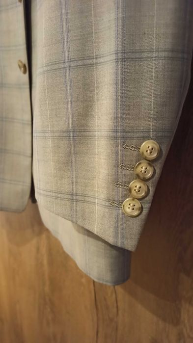 Marynarka BYTOM, wzór w kratę 100% wełna. Rozm. L 182/100