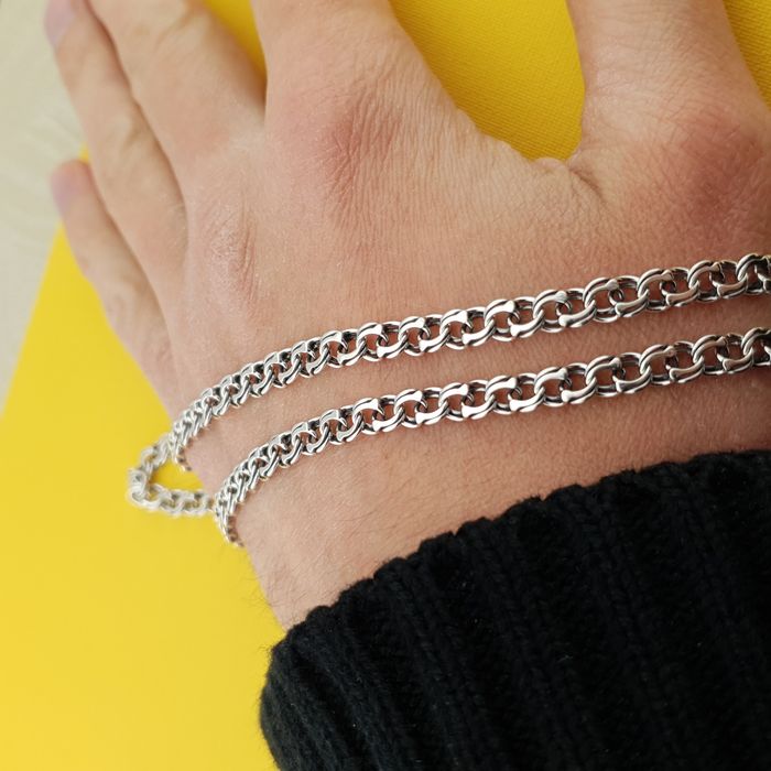 Цепочка срібна 925. Звєно 5 мм Чоловічий срібний ланцюг 50 55 60 65 см