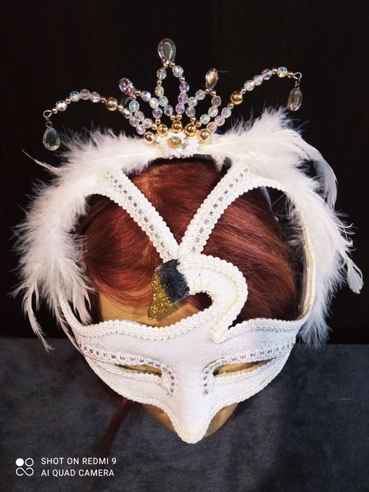 Маска, розовая кошка, белый лебедь, , карнавал, косплей