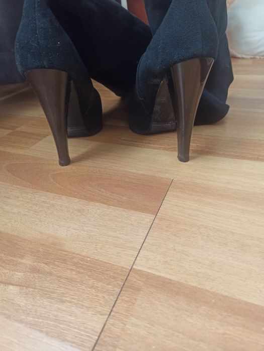 Сапожки-ботфорди зима замш