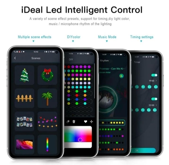 Inteligentne oświetlenie choinkowe ledowe 10m bluetooth światełka