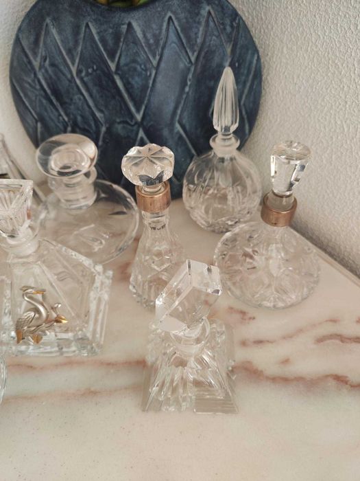 Conjunto 10 frascos perfume em cristal