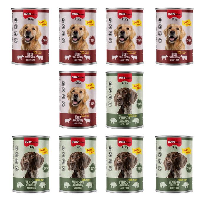 Mokra Karma dla Psa 10x400g MIX z DZICZYZNĄ i WOŁOWINĄ