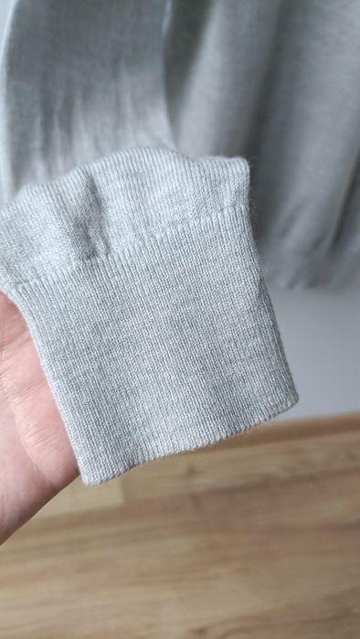 Golf damski sweter z golfem wełniany wełna 100% szary cienki