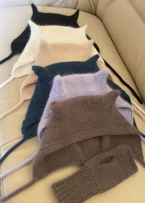 Bonetka kotka czapka z uszami kota handmade