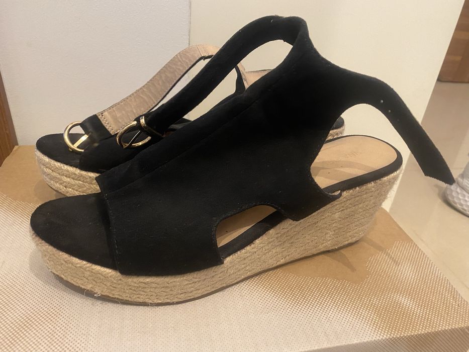 Espadryle na koturnie Anna Field (Czarny Zamsz)