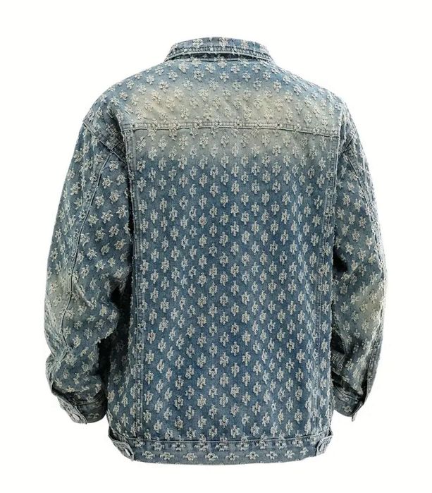 Męska wycierana kurtka z dzianszu w stylu vintage