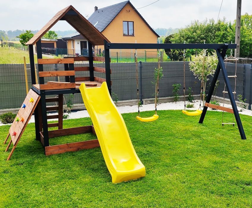 Drewniany Plac Zabaw - PROMOCJA -TIMON - Domek - Huśtawka