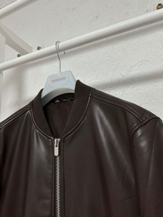 Кожаный бомбер Zara S размер
