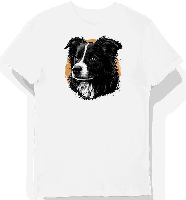 Koszulka męska biała z nadrukiem border collie S