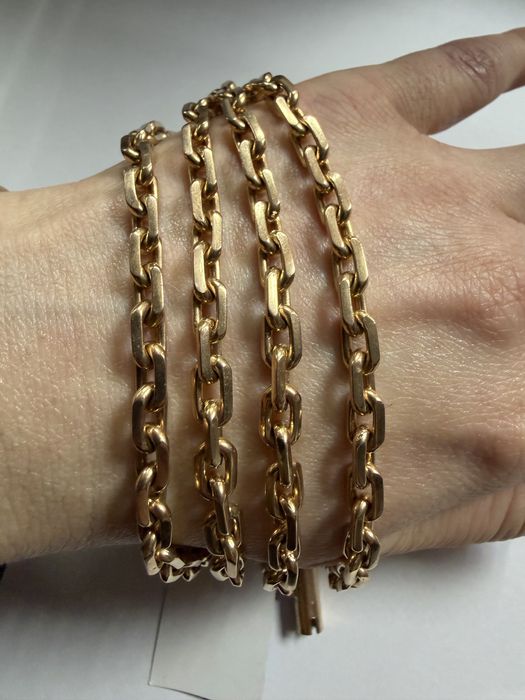 Золотая большая якорьная цепочка б/у