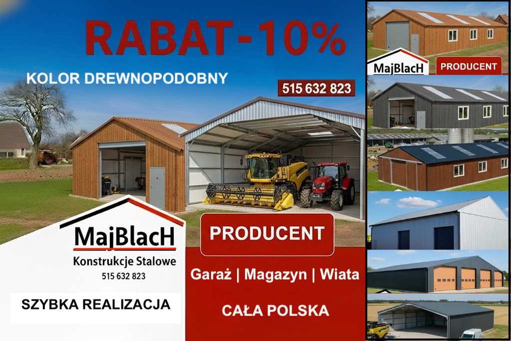 Garaż Blaszany Dwuspadowy| RAL| Ocynk|Drewnopodobny|Ocynk – Maj-Blach