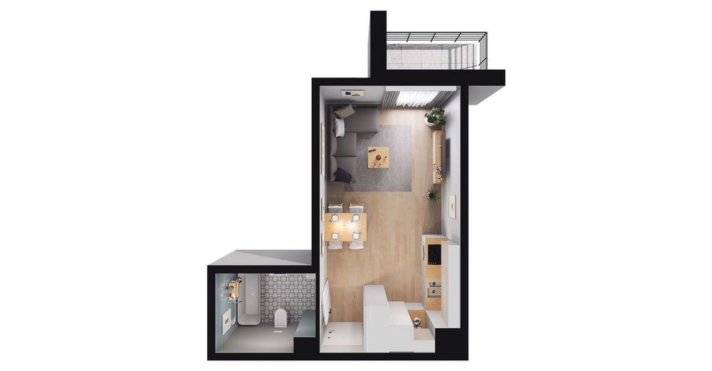 1-pokojowe mieszkanie 29m2 + balkon