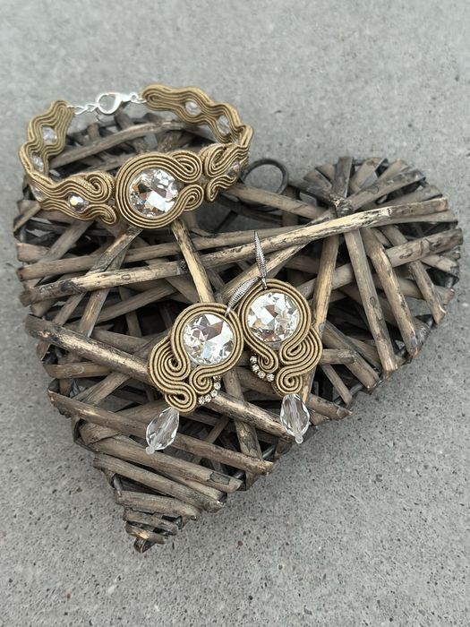 Złoty, srebrny, crystal komplet sutasz elegancki, prezent, komunia