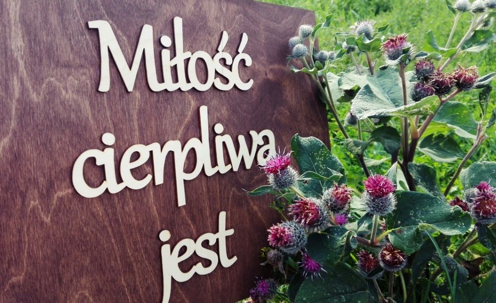Drewniane Tablice Hymn o Miłości dekoracja ślubna