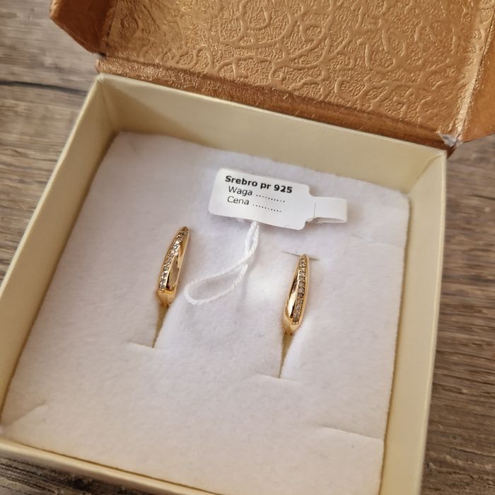 Pozłacane srebrne kolczyki z diamencikami Euforia