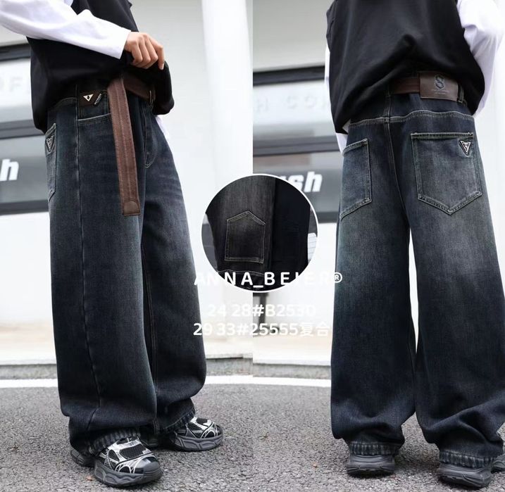 Теплі широкі джинси бегі на флісі утеплені штани джинсы на флисе багги