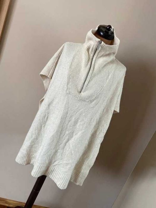 H&m   kamizelka krem bez ecru uniwersalne golf 46 xxl 44 +size