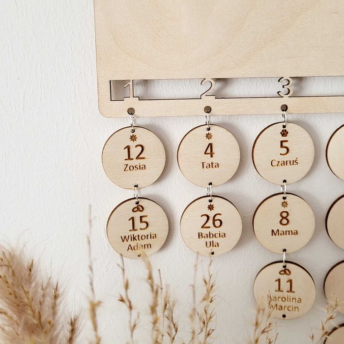 Kalendarz urodziny rodziny, uroczystości, sklejka [24_1]