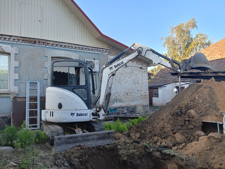 Монтаж Водопровод канализация услуги сантехника врезка труб экскаватор