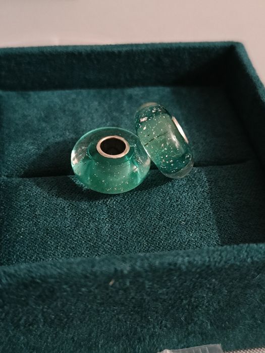 2szt. Nowe charmsy murano miętowe - srebro 925