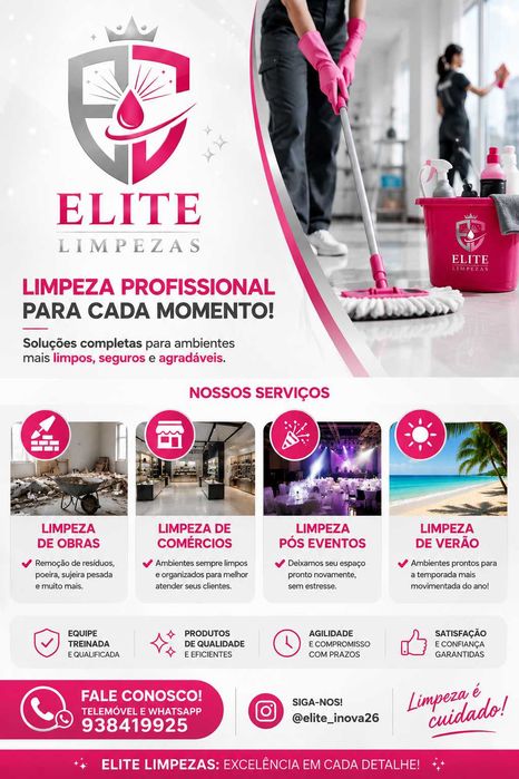 Limpezas de obras, comércios, alojamentos, pós eventos