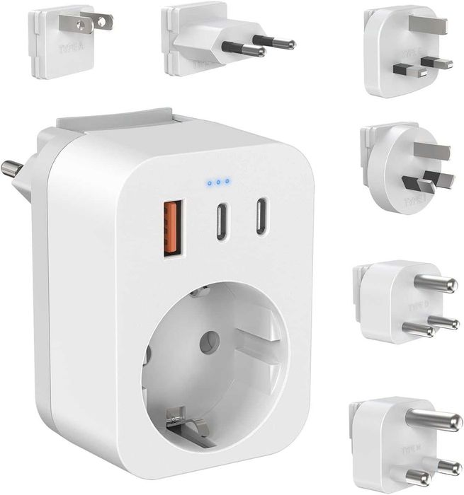 Międzynarodowy adapter podróżny USB-C PD 20W