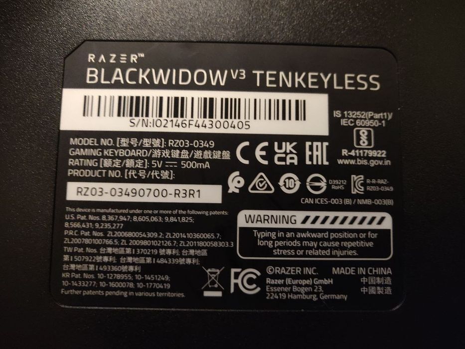 Механічна клавіатура Razer BlackWidow v3 TKL