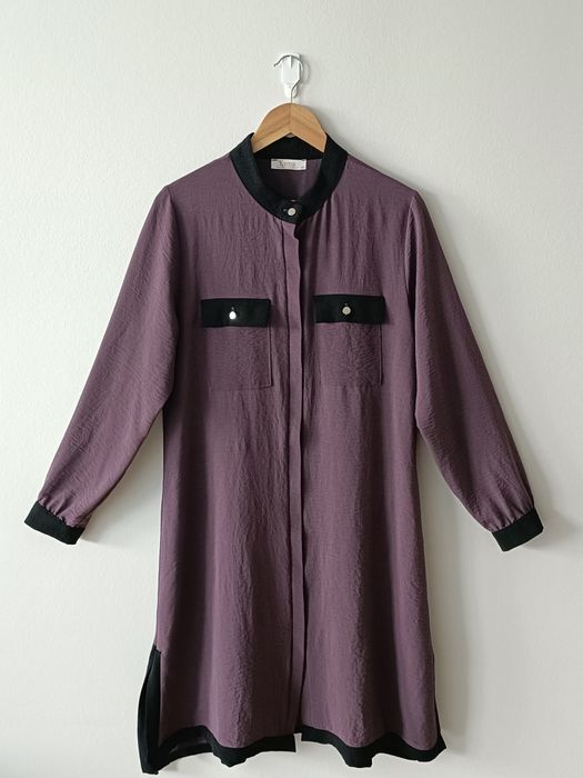 Sukienka koszulowa  elegancka midi do pracy wiosenna lekka zwiewna 44 XXL