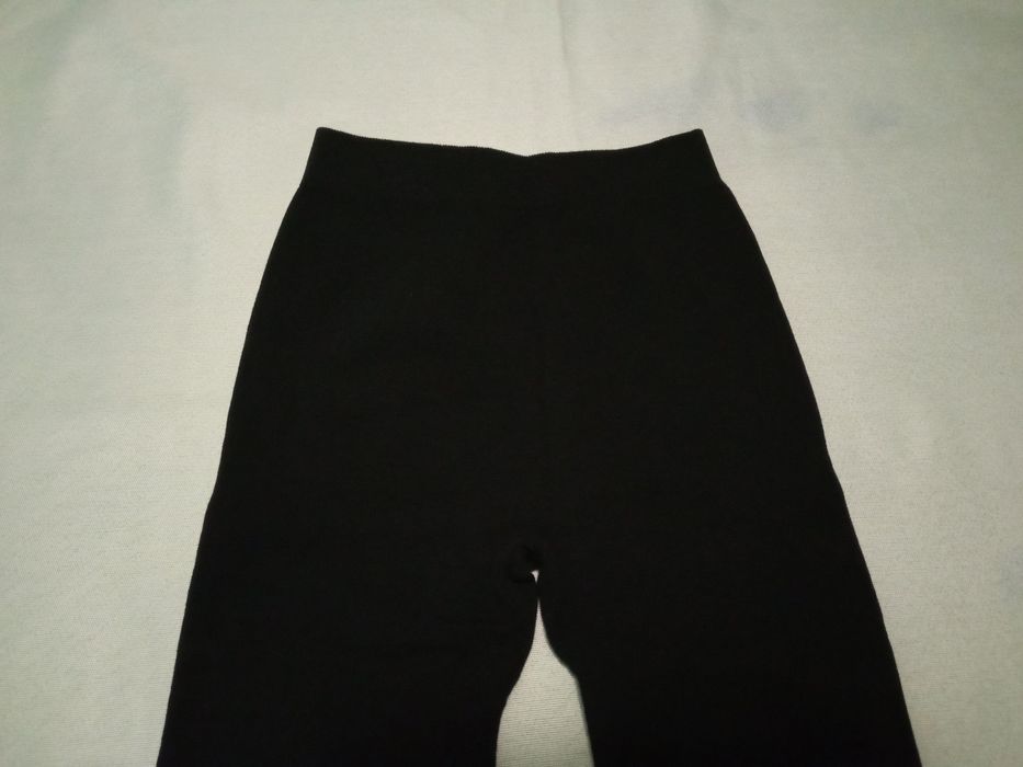 Legginsy dziewczęce w paski bez klina czarne - L