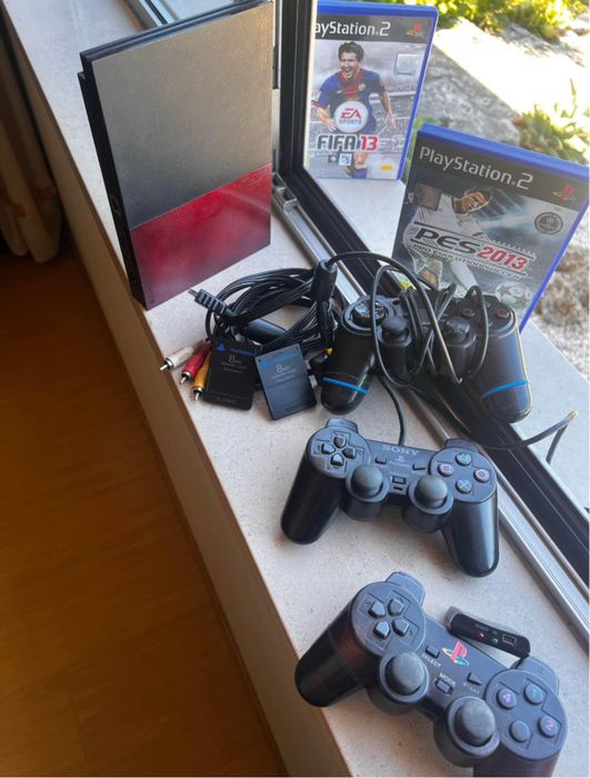 Ps2 + comandos + cartao de memoria + jogos