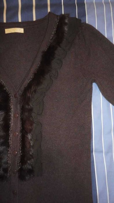 Casaco de senhora em malha castanho Moda Ana