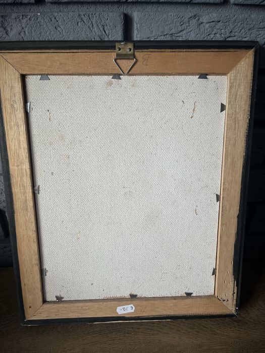 Obraz w ramie, 32cm na 38,5cm akryl na płycie, stary
