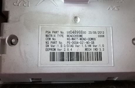 Quadrante - PEUGEOT 3008 I Veículo multiuso (0U_)