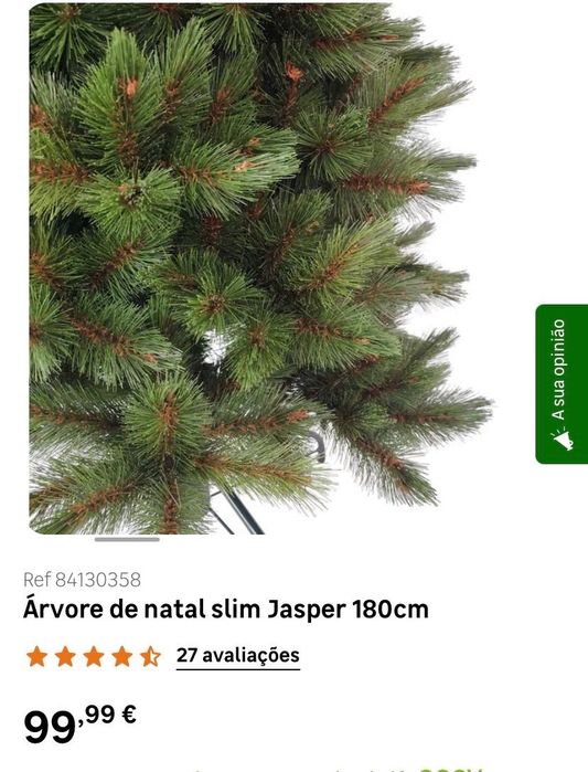 Árvore de natal slim Jasper 180cm