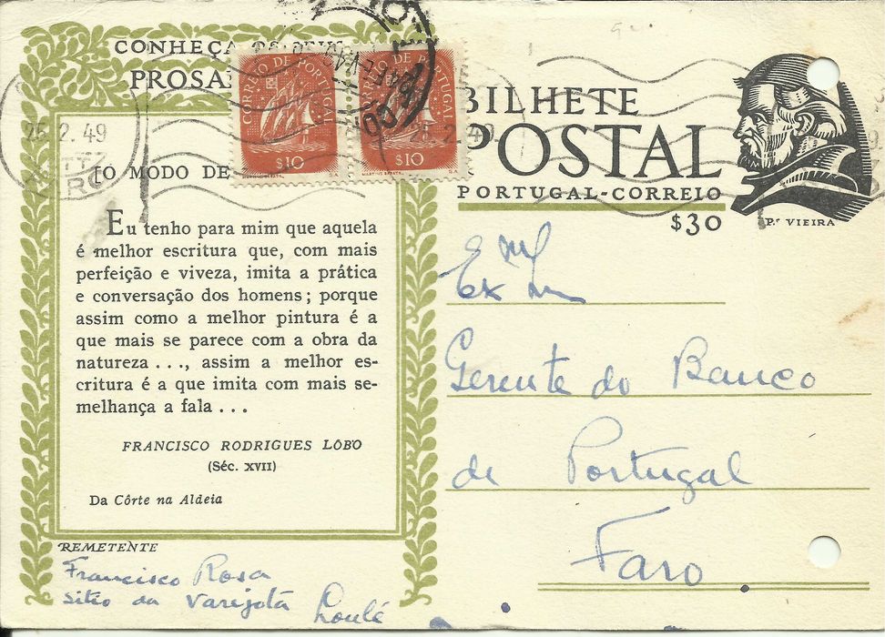 Bilhete Postal  Antigo 1949 - LOULÉ