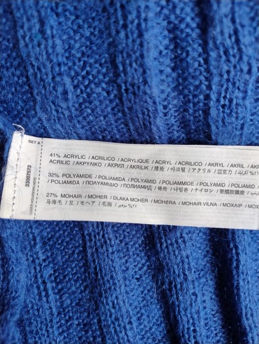Mango suit M L sweter golf 27% moher niebieski chabrowy