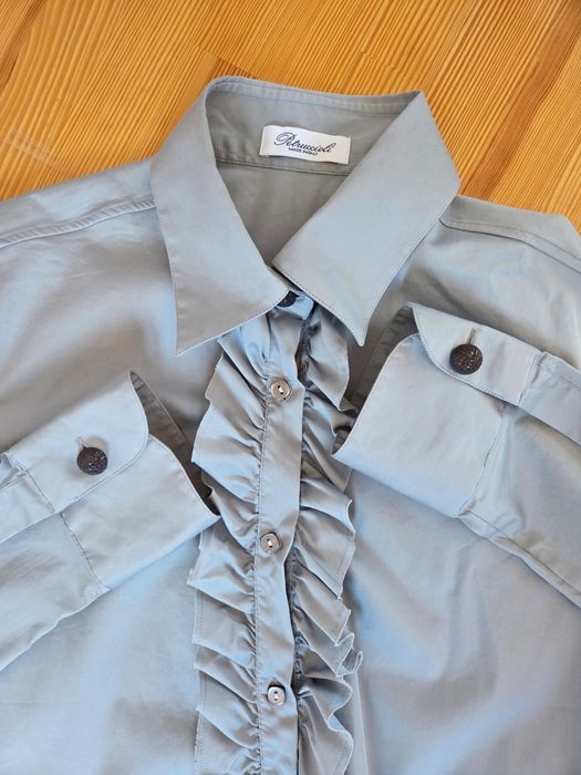 Блуза petruccioli блузка сорочка рубашка рубаха з рюшами сатинова баво