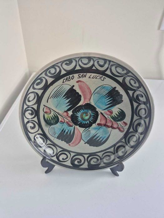 Prato Decorativo em Cerâmica Mexicana Tonalá Jalisco Pintado à Mão – Cabo San Lucas – 22 cm