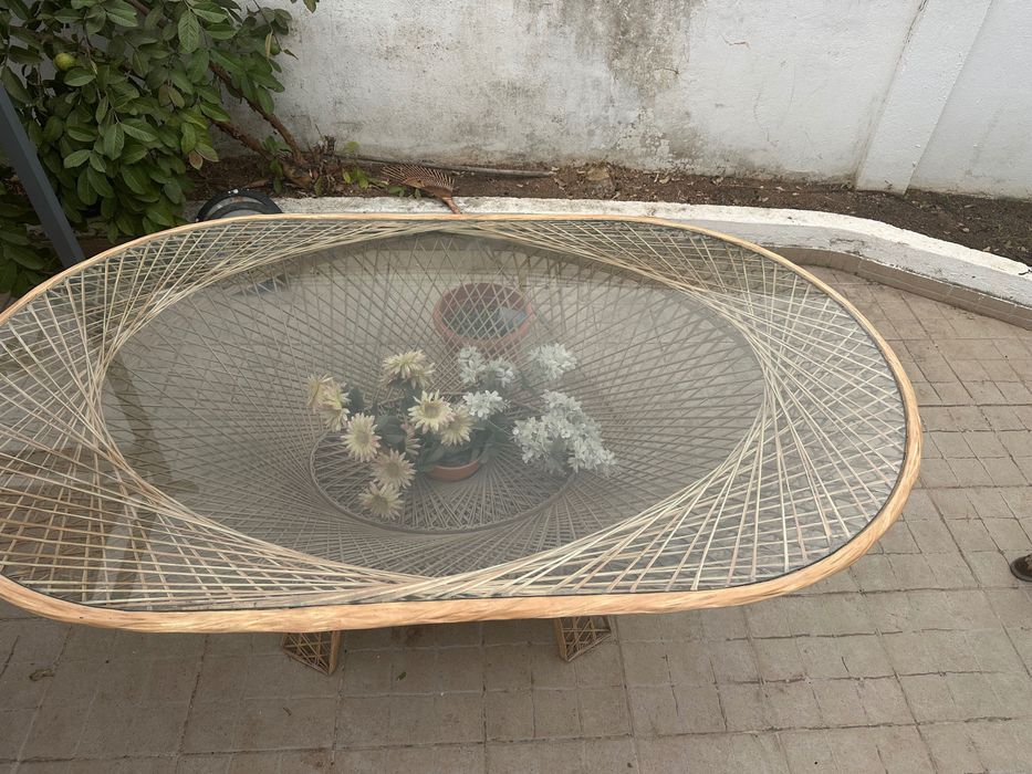 Mesa imitação bambu, estilo italiano, interior e exterior
