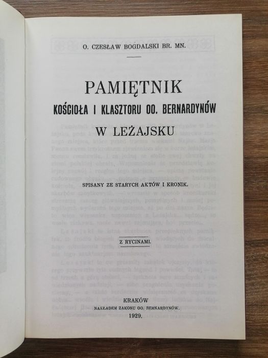 "Pamiętnik Kościoła i Klasztoru OO. Bernardynów w Leżajsku" - UNIKAT